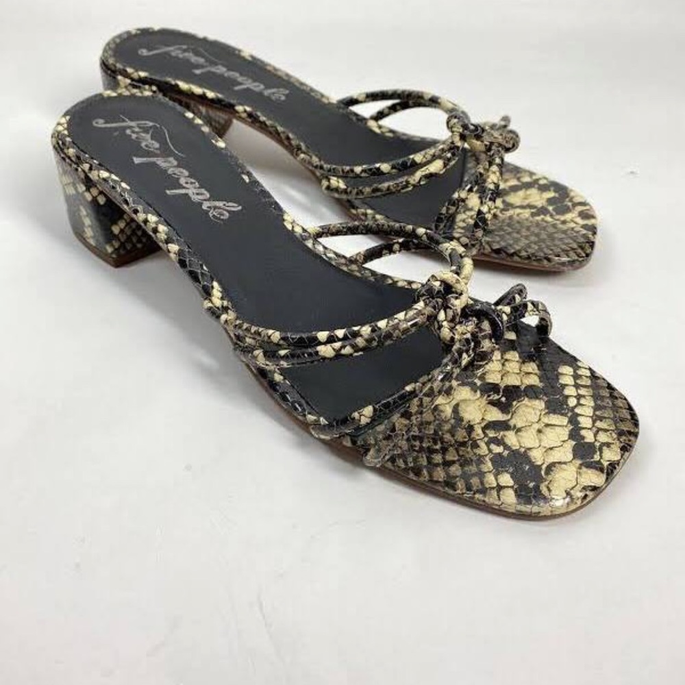 Free People Snake Skin Knotted Block Heal Mule Sandals